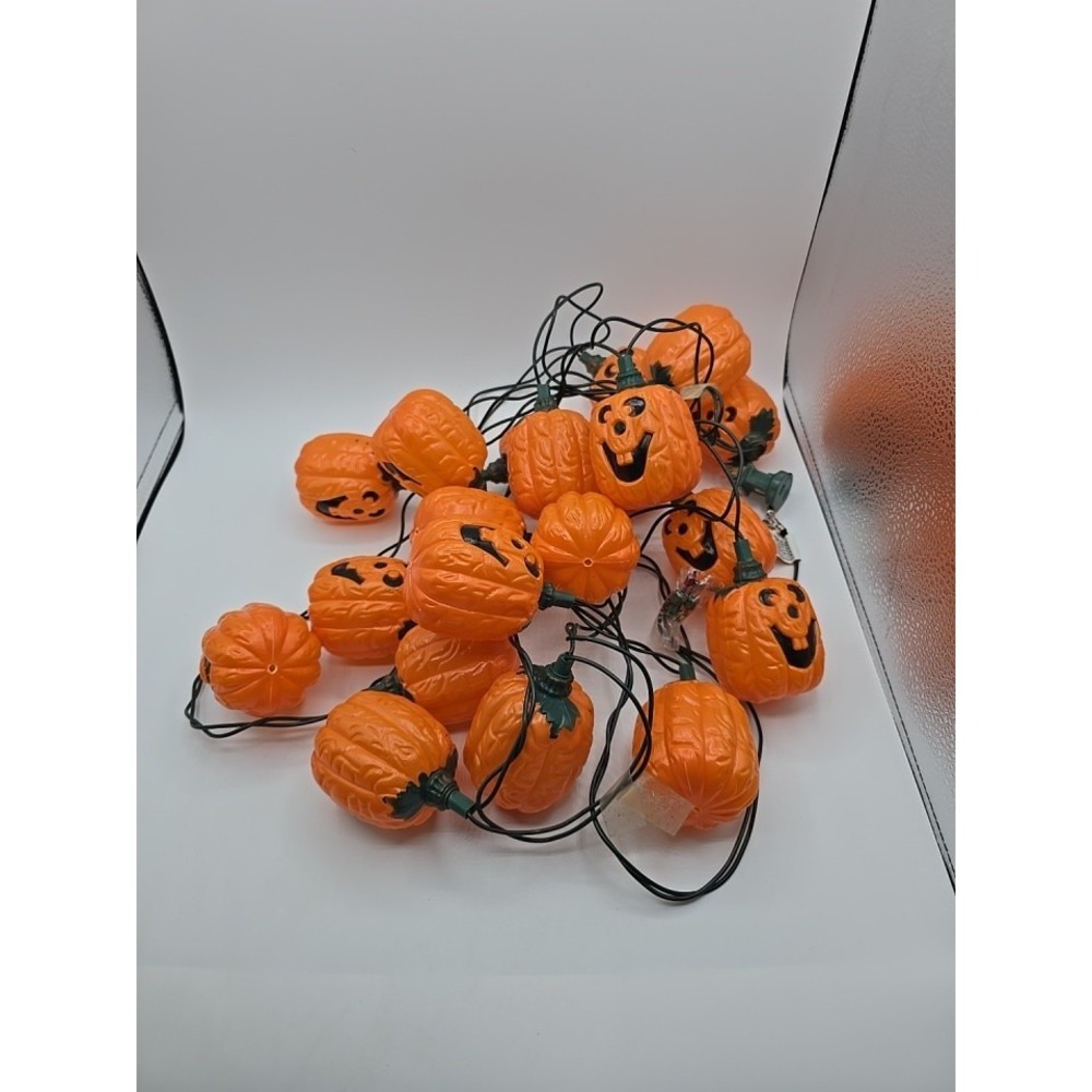Vintage Halloween Blow Mold 20 Pumpkin Jack O Lantern String Lights